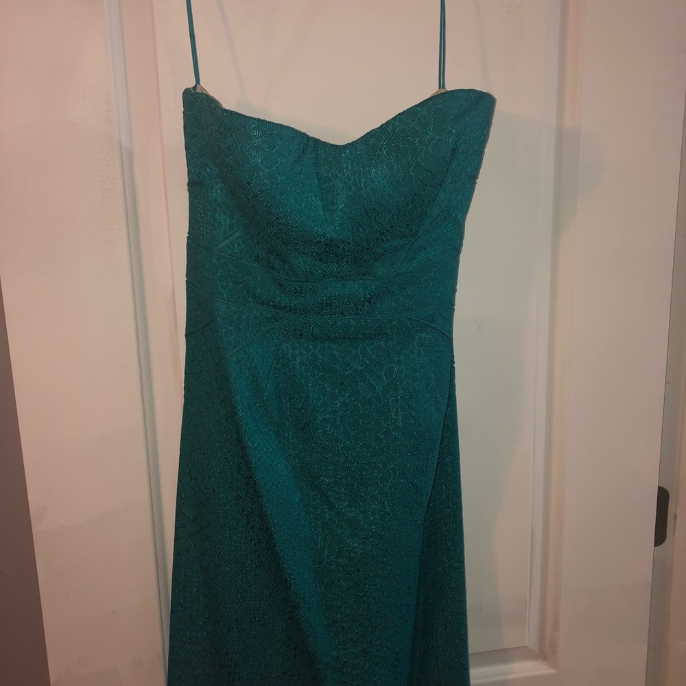ZAC POSEN Teal Snakeskin Jacquard Strapless Sz 12